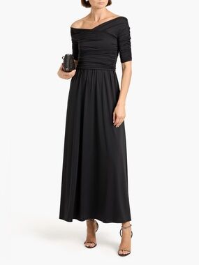 Charlotte off-the-shoulder ruched stretch-jersey maxi dress